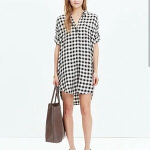 Madewell Courier Black and White Buffalo Check Shirtdress XS